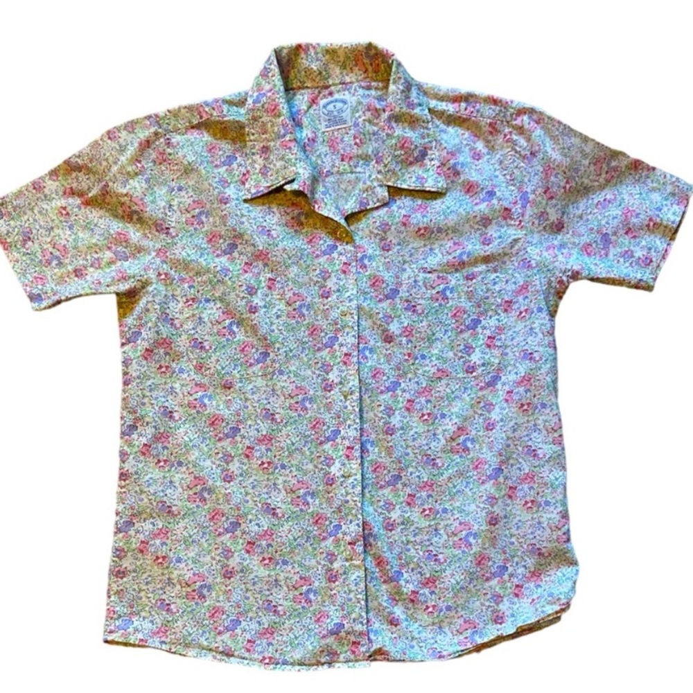 Brooks Brothers Women's Short Sleeve Blouse Liberty of London Print Floral Small